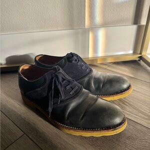 Louis Vuitton Black Leather Navy Blue Suede and Tan Men's Oxfords Mens 7.5